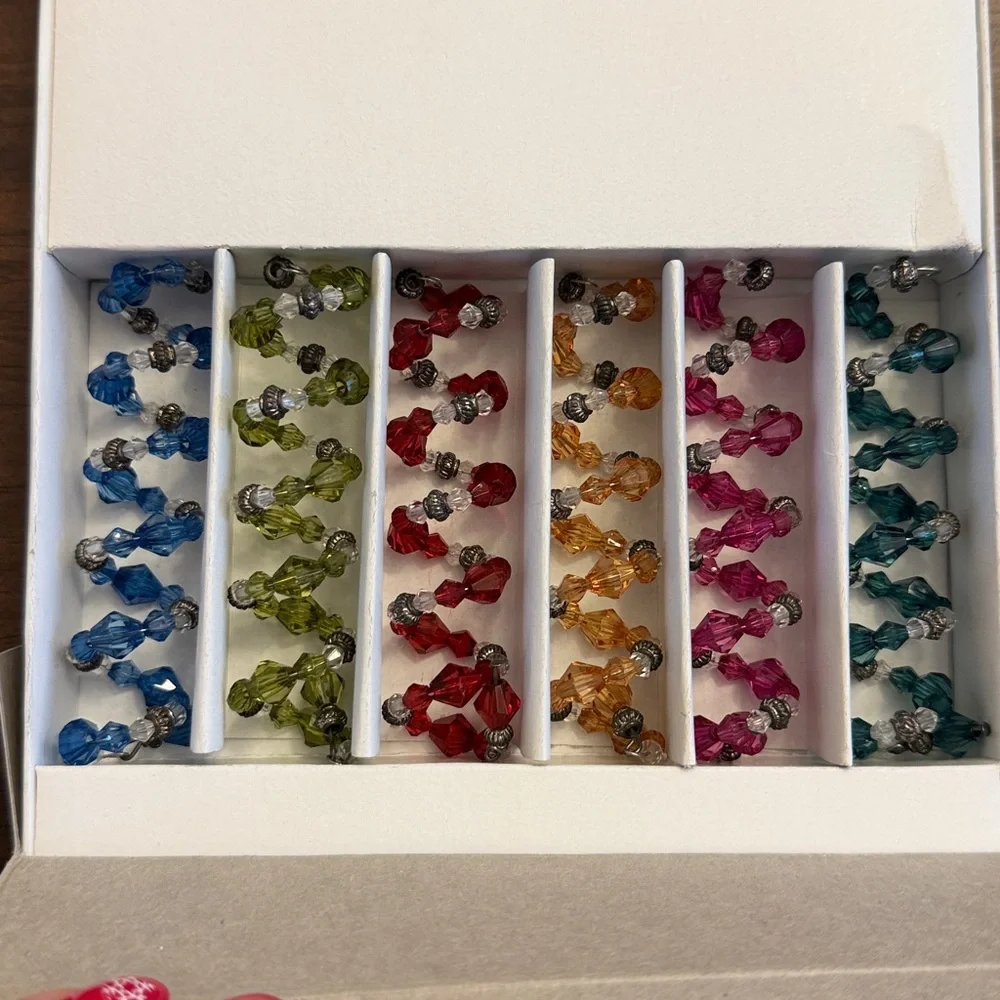 Jewel Tone Stemware Bracelets Set of Six Wine Charms